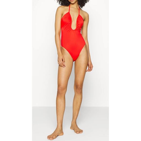Good American Other - Good American XS Leilani One Piece Bathing Suit Plunge Open Back Strap Red NWT